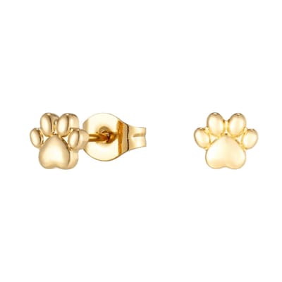 Aramat Jewels | Oorbellen | Goudkleurige 3D Pootafdruk Oorbellen 6mm | | | |6mm | Staal | Kinderen, Volwassenen | Verkleurd niet