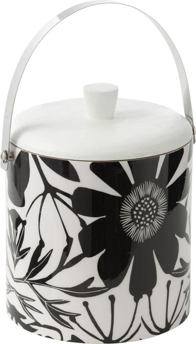 J-Line ijsemmer Bloemen - hout - zwart/wit