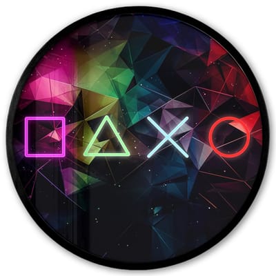 Poster in lijst Rond - Fotolijst 40x40 cm - Posters - Gaming - Modern - Game - Neon - Gameroom - Ronde posterlijst zwart - Decoratie - Wanddecoratie woonkamer - Muurdecoratie slaapkamer