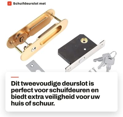 Dailygoods- Deurslot met Sleutel - Schuifdeurslot - Anti Diefstal - Geschikt voor Deuren 15-45 mm - Inclusief 3 Sleutels - Vergrendelbaar van Binnen en Buiten - Sloten