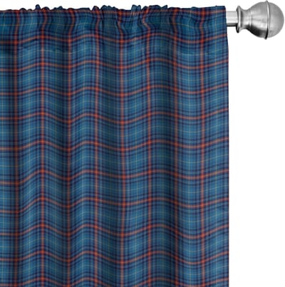 ABAKUHAUS geruite gordijnen – 2-delige set 75x225 cm – microvezel blauw