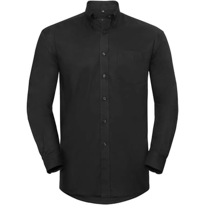 Russell Collectie Heren Lange Mouw Easy Care Oxford Shirt (Zwart)