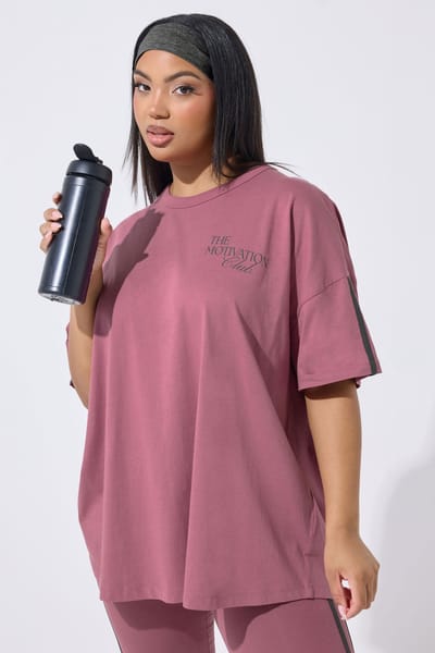 Yours Active Roze 'The Motivation Club' Tshirt Size 42