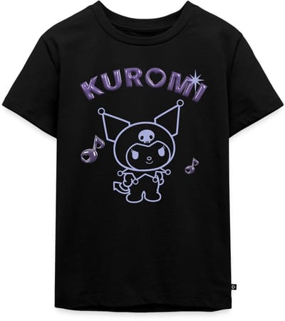 Kuromi Omtrekontwerp Met Paarse Chrome Letters Premium T Shirt Kinderen