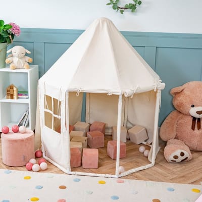 KiddyMoon Speelhuisje baby 125x125x140cm - Natural - Speeltent paviljoen - Kinderhuisje