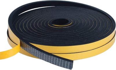 Draught Strip voor Deuren en Ramen - 2 Rollen Zelfklevende Isolatie Tape van 10mm x 6mm, 10 Meter Lang, Zwart, Voor Energiezuinigheid en Geluidsisolatie