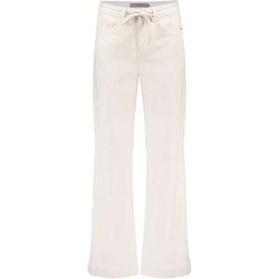 Geisha Jeans Wide Leg Jeans Met Strikceintuur 61013 10 Ecru Raw Linen Mix Dames Maat - L