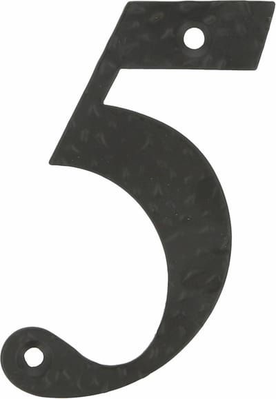 AMIG Huisnummer 5 - massief gesmeed staal - 10cm - incl. bijpassende schroeven - zwart