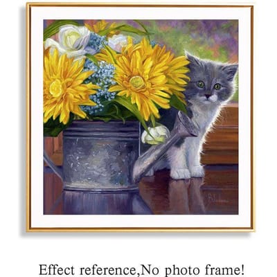 Diamantschilderij Schattige Kitty Home Handgemaakte DIY Diamantschilderij Kruisborduurwerk Woondecoratie 30x30CM yellow