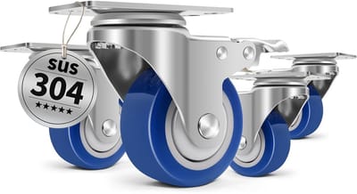 Industriële zwenkwielen met remmen van roestvrij staal - 75 mm - 540 kg capaciteit - Hittebestendige meubelwielen voor buitengebruik