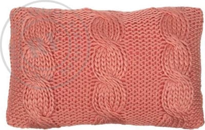 Rocaflor kussen gebreid kabelpatroon koraal roze 50x30cm