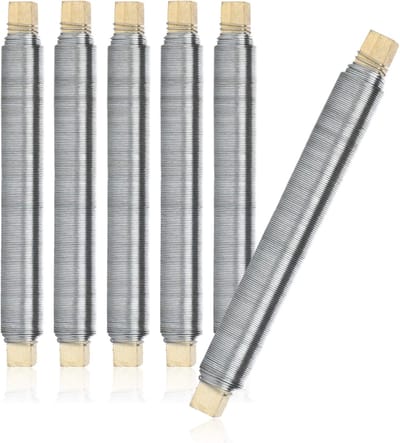 Bloemenwikkeldraad Set - Binddraad Verzinkt - Bloemstukken Maken - Op Houten Stokje - 065 mm Dikte - Zilverkleurig