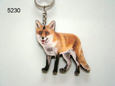 Geharo Houten sleutelhanger vos - Sleutelring 5 cm met Dieren Design