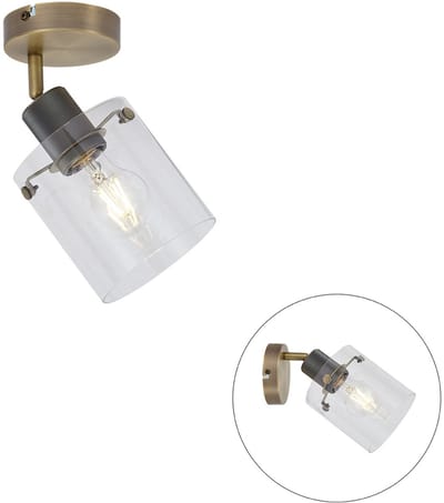 QAZQA domo - Moderne Plafondlamp voor binnen - 1 lichts - L 24 cm - Brons - Woonkamer | Slaapkamer | Keuken