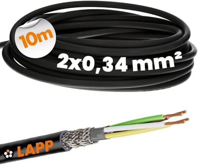 Afgeschermde besturingskabel - Signaalkabel datakabel - Buiten toepassingen - UV-bestendig - 10 meter 2x034mm - zwart