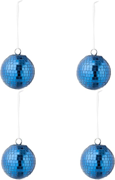 J-Line kerstbal Spiegel - glas - blauw - small - doos van 4