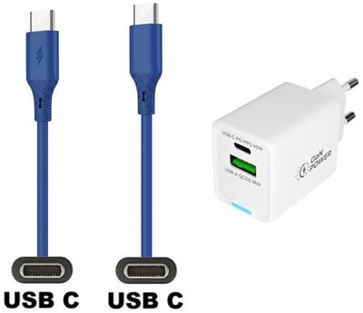 45W super snellader met 2 poorten + 1,0m USB C naar C kabel. Universele PD lader. Oplader adapter past op Samsung Galaxy S10, S10e, S20, S21, S22, S23, S24, S25, S26 (Edge, FE, Lite, Plus +, Ultra)