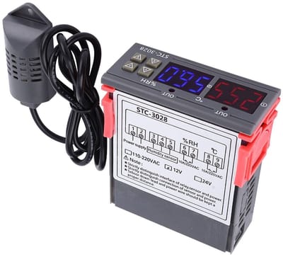 Dailygoody - Temperatuurregeling - Vochtigheidsregeling - Digitale thermostaat met dubbel scherm - 12V/24V/110V - Temperatuurweergave - Voor thui