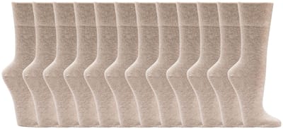 Socks4Fun - 12 Paar - Sokken zonder elastieken boord - Dames & Heren - Katoen - Beige - Maat 43-46