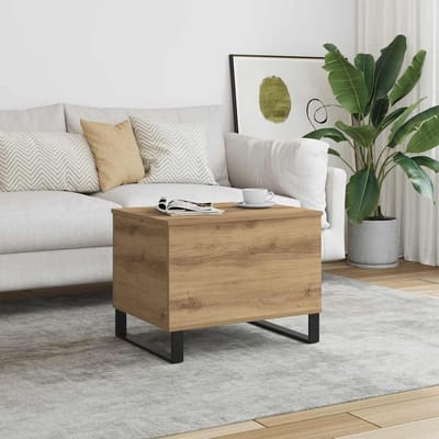 vidaXL - Salontafel - 60x44,5x45 - cm - bewerkt - hout - artisanaal - eikenkleurig