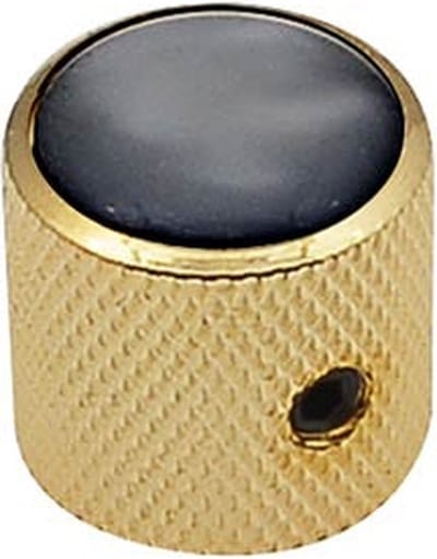 Boston KG-239 Dome Knop met Zwarte Parelinleg en Gouden Afwerking 18x18mm