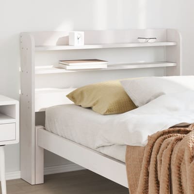 vidaXL - Hoofdbord - met - schappen - 90 - cm - massief - grenenhout - wit