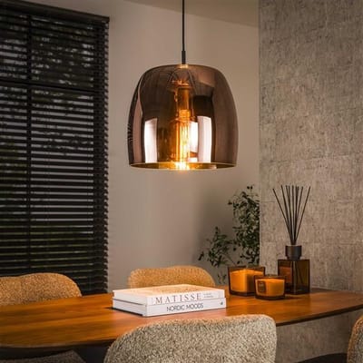 PS-Collection Drift Glass 1L Hanglamp - 35x35x150cm - Koperkleurig Glas - hanglampen eetkamer, hanglamp zwart, hanglampen woonkamer, hanglamp slaapkamer, hanglamp rotan, hanglamp hout, hanglamp industrieel