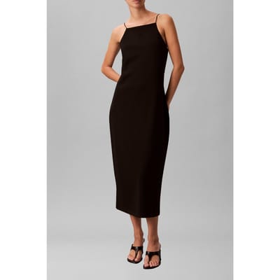 Calvin Klein Sleeveless Ponte Monogram Cami Black Taglia: M | Abiti Midi Outlet | Donna | Nero