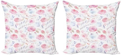 ABAKUHAUS Aquarell Kussenhoes Set – 2x60x60 cm – Dubbelzijdig Roze/Blauw