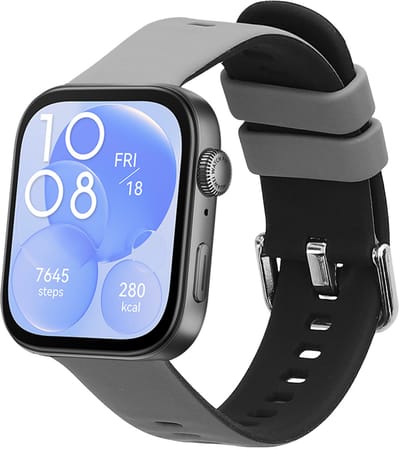 kwmobile horlogebandje geschikt voor Huawei Watch Fit 3 / Fit 4 polsband - Smartwatch bandje van TPU - Activity tracker horloge band in zwart / grijs