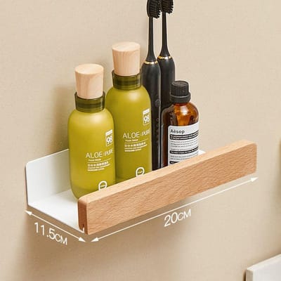 Massief Hout Wit Badkamerplank Hoekplank Douche Shampoo Cosmetica Planken Keuken Opbergrek Badkameraccessoires yellow