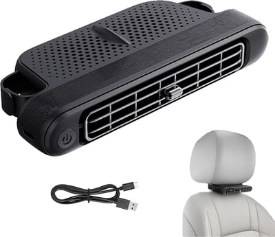 Auto Ventilator - USB-ventilator voor Auto - Draagbare Ventilator met 3 Snelheden - Instelbare Dubbele Wind - Geluidsarm
