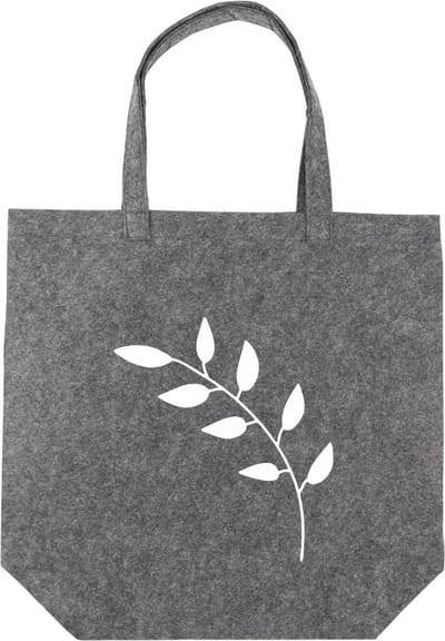 Vilten tote bag met takje - antracietkleurige vilten tas - origineel cadeau voor vriendin - duurzame tas