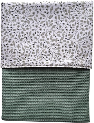 Wiegdeken wafelstof lichtgroen - groen - katoen blaadjes - 70 x 100 cm - babydeken - Handgemaakt - Handmade - kinderwagendeken - 100% katoen