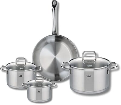 Set van 1 Koekenpan 24 cm en 3 kookpotten 12, 14 en 20 cm Elo Profi Citrin