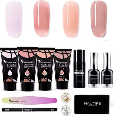 Venalisa® Polygel Set | Extenstion kit | Polygel nagels | Gelnagels | Nepnagels | Gellak set | 30g 4-delige nagelverlenging | Nail Art Pakket | Buildergel | Starterset | Makkelijk en snelle set