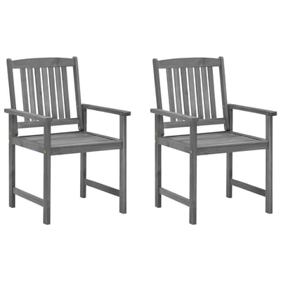 vidaXL - Tuinstoelen - 2 - st - met - kussens - massief - acaciahout - grijs