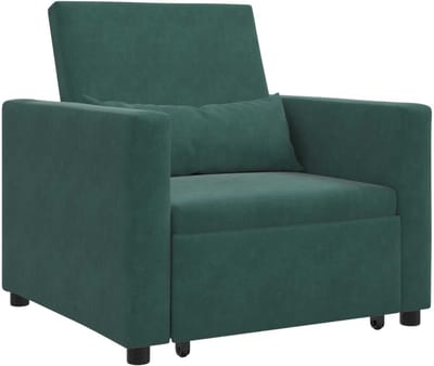Slaapstoel - Uitklapbaar - Slaapbank - Logeerbed - Zetelbed - Slaapfauteuil - Vouwbed - 1 persoons - Zeer comfortabel - 100 kg - Donkergroen