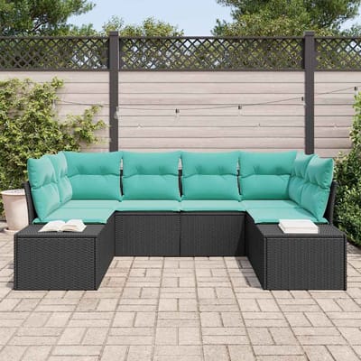 vidaXL - Tuinbank - Set - 6 - st - 6-Aantal - zitplaatsen - Zwart - en - Turkoois