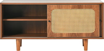 Sweiko Rieten Schoenenkast - Halmeubel met 2 deuren - Verstelbare planken - 104 × 40 × 48 cm - Walnootkleurig