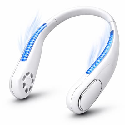Joyage Draagbare Nek Ventilator oplaadbaar - Wit - 3 standen - Gezichtsventilator Neck fan - Portable fan mini ventilator usb - Nekventilator met koeling Handventilator Bureau ventilator - Halsventilator Waaier handwaaier Draagbare ventilator klein