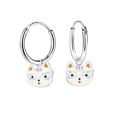 WeLoveSilver - kinderoorbellen - 925 zilver - kattenhoofd - hypoallergeen