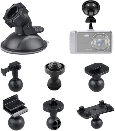 Autohouder Zuignap - Camera Bevestiging - Navigatie Ondersteuning - 360 Graden Rotatie - 6 Adapters - Zwart