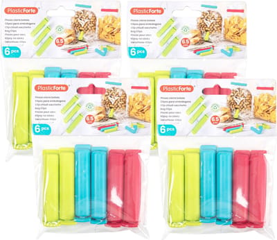 Plasticforte 24x afsluitclips / vershoudclips - 6 cm - keuken/voedsel zakjes afsluiten - Vershoudklemmen - vershoudknijpers