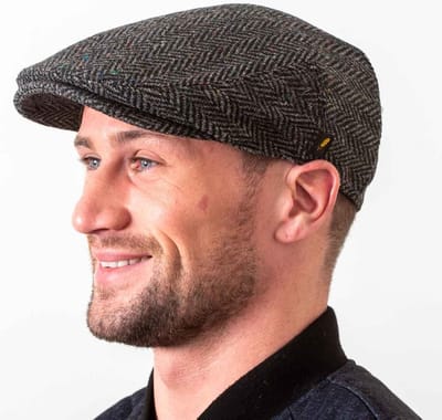 Hatman of Ireland The Dubliner 100% Donegal Tweed Charcoal Visgraat Maat S (56cm)