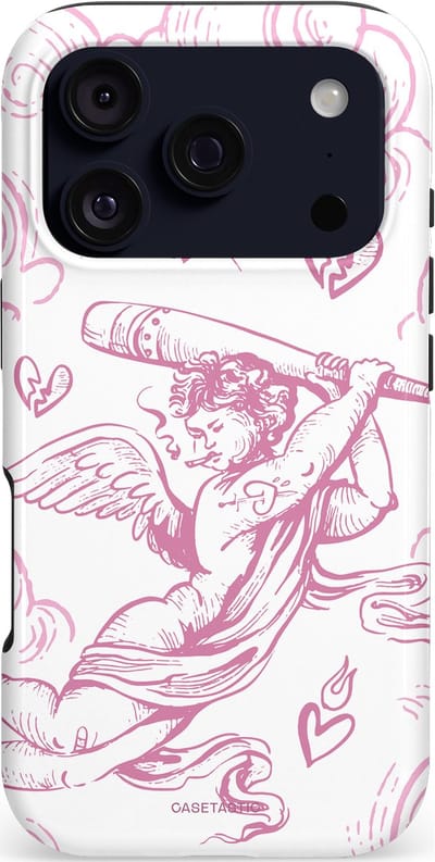 Casetastic hoesje geschikt voor Apple iPhone 17 Pro - MagSafe - Dubbellaagse bescherming - Engel Roze Liefde - Fashion Case - Wit Lichtroze Lichtgrijs