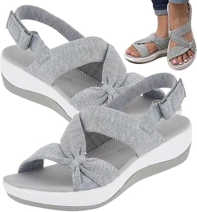 Vivva - Dames Sandalen - Grijs - Voetboogondersteuning - Klittenband - Verstelbaar - Orthopedisch - Maat 39/40 - AMALFI