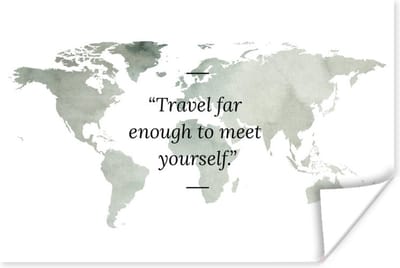 Poster 30x20 cm - Wereldkaart - Waterverf - Quotes - Posters - Kamer decoratie - Wanddecoratie woonkamer - Muurdecoratie slaapkamer
