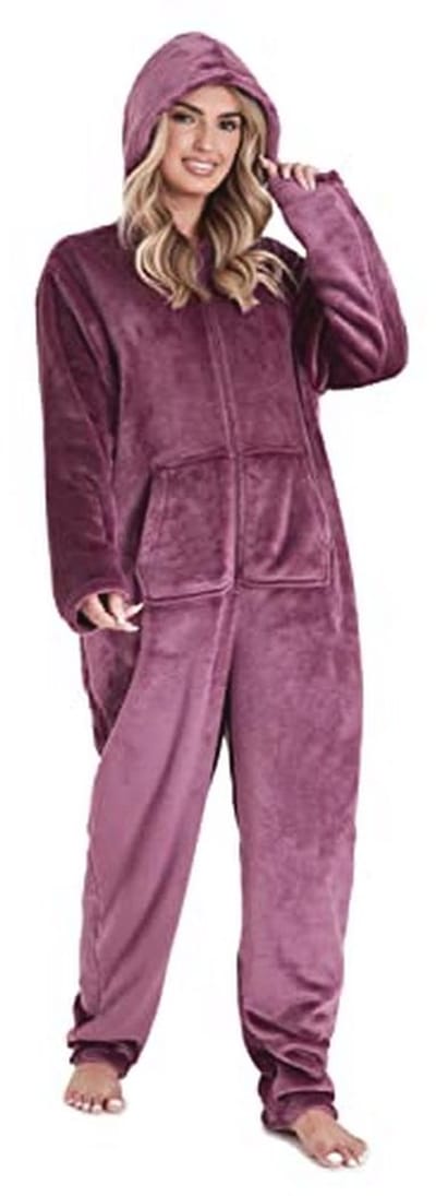 Behaaglijke Fleece Jumpsuit Dames - Eendelige Pyjama Onesie, Maat S-XL