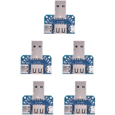 5 Stuks USB Adapterplaatje Mannelijke USB naar Vrouwelijke TypeC 4-pins 2.54mm Transferbord